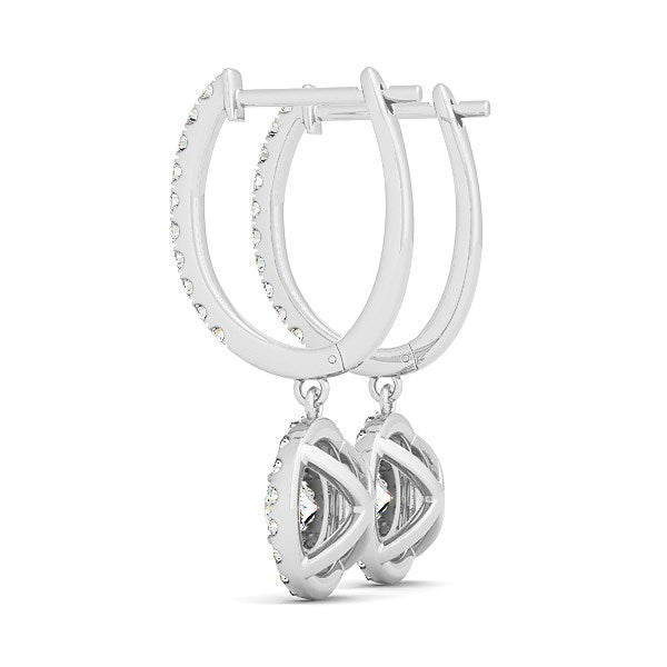 Bids.com 14k White Gold Double Halo Round Diamond Drop Earrings (1 cttw) Earrings