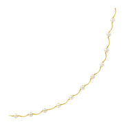 Bids.com 14k Yellow Gold Arc Link Necklace with White Pearls Necklaces