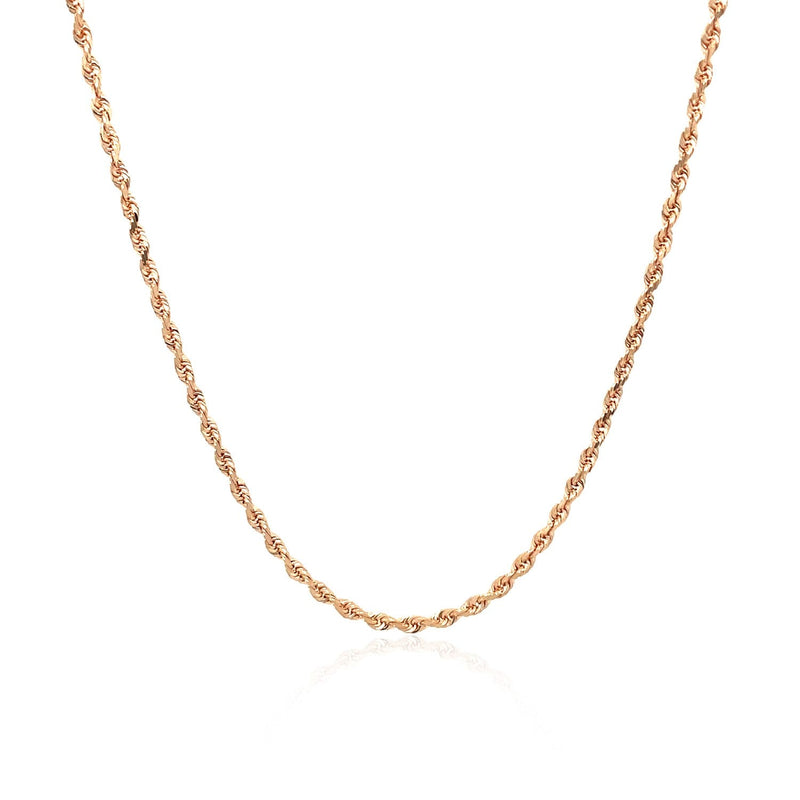 Bids.com 14k Rose Gold Solid Diamond Cut Rope Chain 1.5mm Necklaces