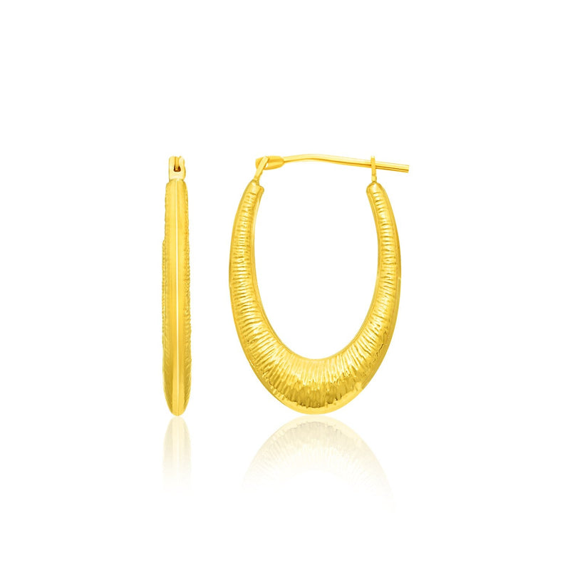 Bids.com 14k Yellow Gold Hoop Earrings in a Graduated Texture Style Earrings