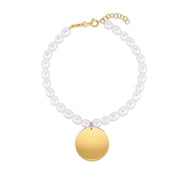 Bids.com 14k Yellow Gold Pearl Tag Charm Bracelet Bracelets