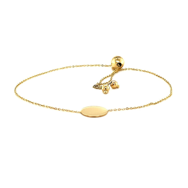 Bids.com Adjustable Bracelet with Shiny Circle in 14k Yellow Gold Bracelets