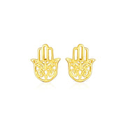 Bids.com 14k Yellow Gold Polished Hand of Hamsa Post Earrings Earrings