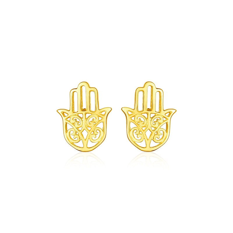 Bids.com 14k Yellow Gold Polished Hand of Hamsa Post Earrings Earrings