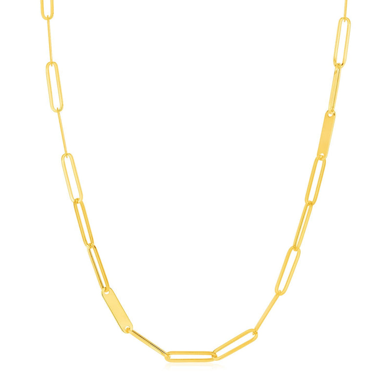 Bids.com 14k Yellow Gold Alternating Paperclip Chain Link and Gold Bar Necklace Necklaces