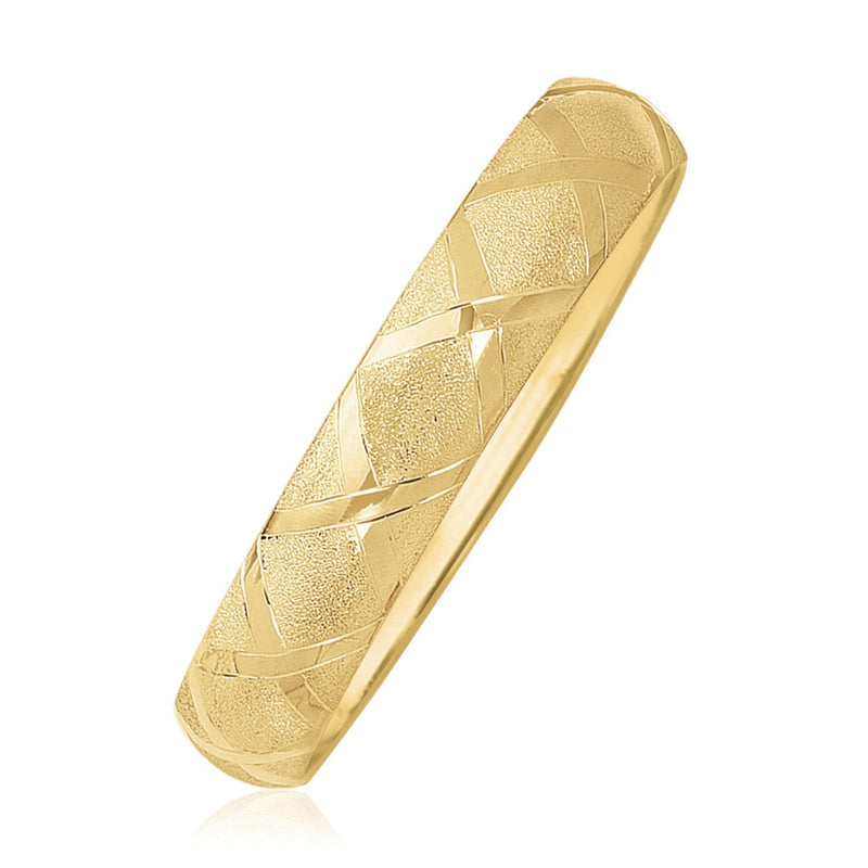 Bids.com 10k Yellow Gold Dual-Textured Diamond Pattern Bangle Bracelets