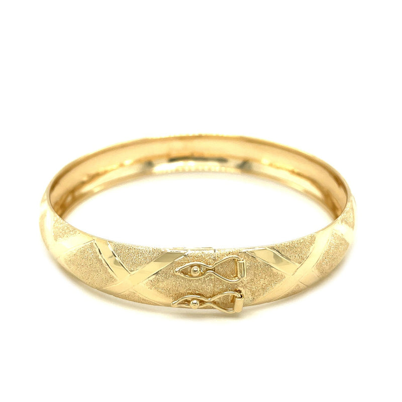 Bids.com 10k Yellow Gold Dual-Textured Diamond Pattern Bangle Bracelets