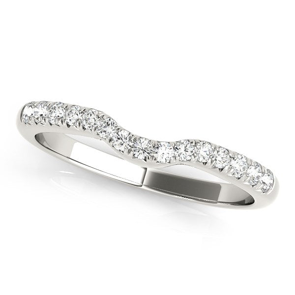Bids.com 14k White Gold Pave Set Curved Diamond Wedding Band (1/5 cttw) Rings