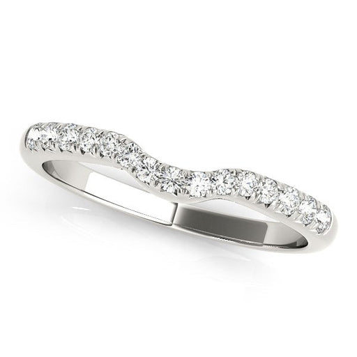 Bids.com 14k White Gold Pave Set Curved Diamond Wedding Band (1/5 cttw) Rings