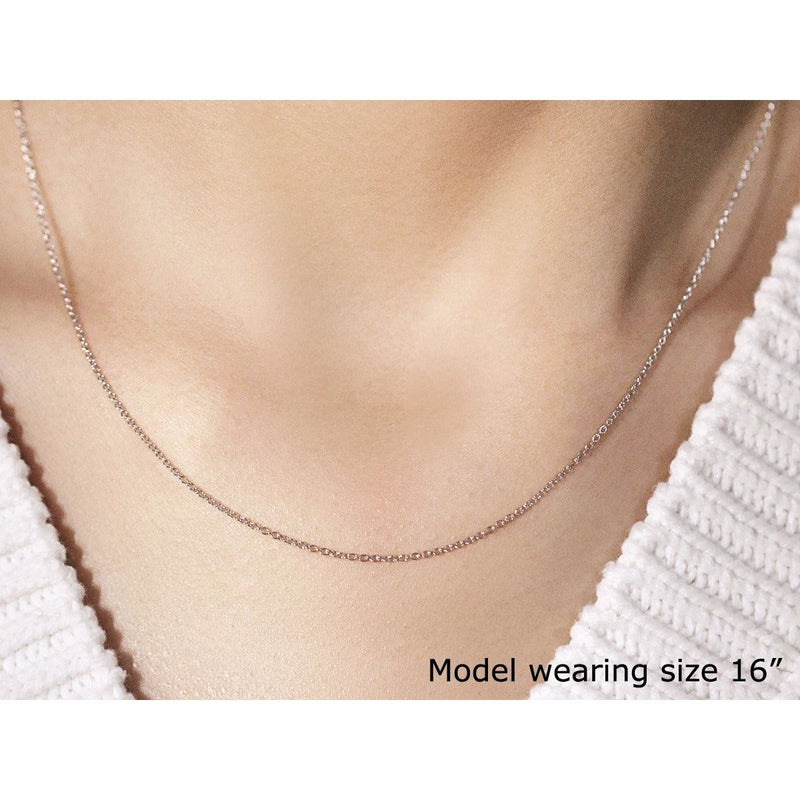 Bids.com 14k White Gold Round Cable Link Chain 1.1mm Necklaces