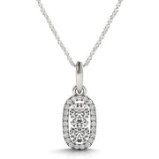 Bids.com Outer Oval Shaped Two Stone Diamond Pendant in 14k White Gold (5/8 cttw) Necklaces