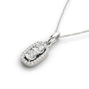 Bids.com Outer Oval Shaped Two Stone Diamond Pendant in 14k White Gold (5/8 cttw) Necklaces
