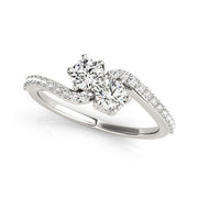 Bids.com Curved Band Two Stone Diamond Ring in 14k White Gold (3/4 cttw) Rings
