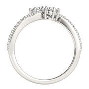 Bids.com Curved Band Two Stone Diamond Ring in 14k White Gold (3/4 cttw) Rings