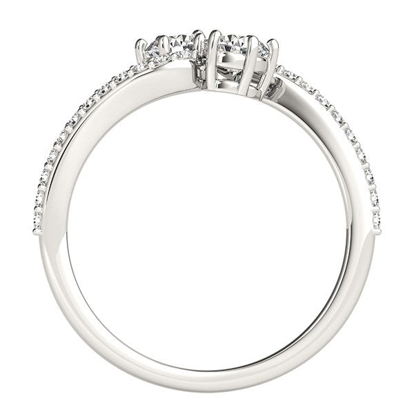 Bids.com Curved Band Two Stone Diamond Ring in 14k White Gold (3/4 cttw) Rings