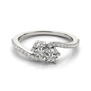 Bids.com Curved Band Two Stone Diamond Ring in 14k White Gold (3/4 cttw) Rings