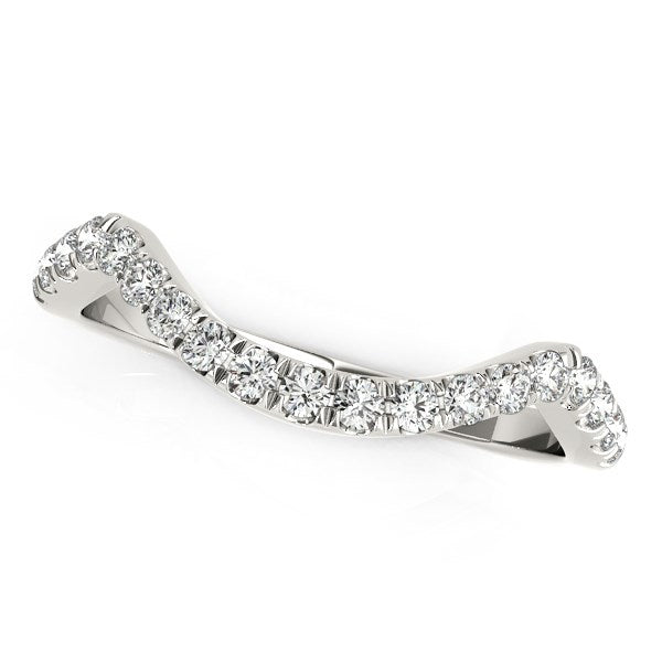 Bids.com 14k White Gold Modern Curved Style Pave Diamond Wedding Band (1/5 cttw) Rings