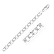 Bids.com Rhodium Plated 7.9mm Sterling Silver Curb Style Bracelet Bracelets