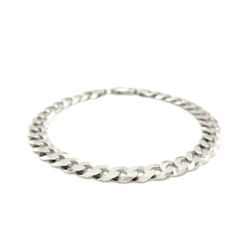 Bids.com Rhodium Plated 7.9mm Sterling Silver Curb Style Bracelet Bracelets