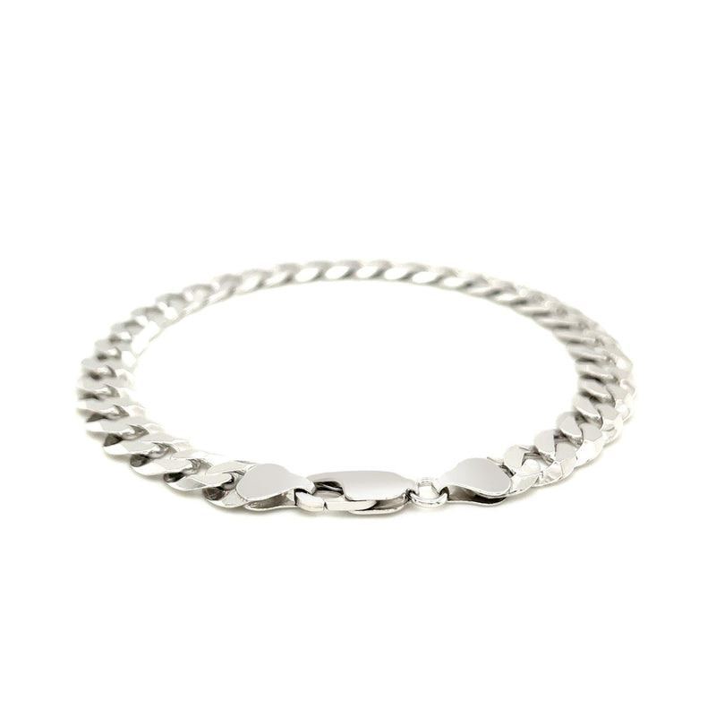 Bids.com Rhodium Plated 7.9mm Sterling Silver Curb Style Bracelet Bracelets