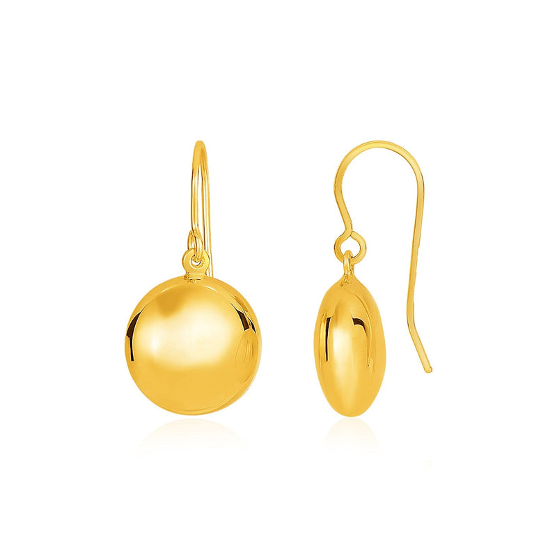 Bids.com 14k Yellow Gold Puffed Circle Shape Drop Earrings Earrings