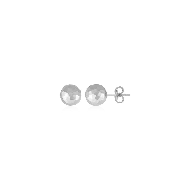 Bids.com 14k White Gold Ball Earrings with Faceted Texture Earrings