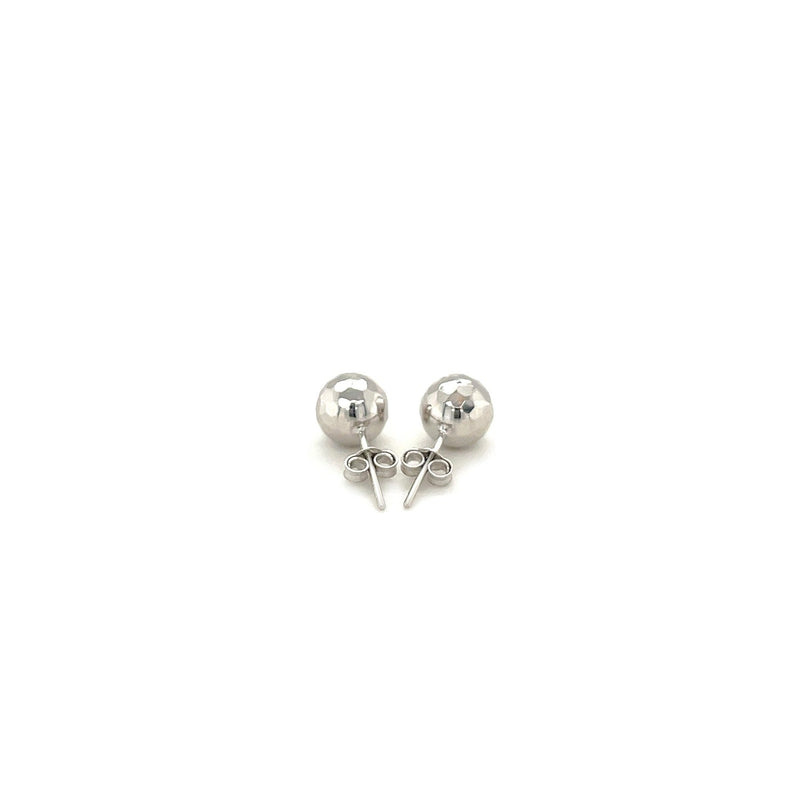 Bids.com 14k White Gold Ball Earrings with Faceted Texture Earrings