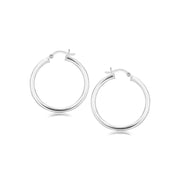 Bids.com Sterling Silver Hoop Style Earrings with Polished Rhodium Plating (30mm) Earrings