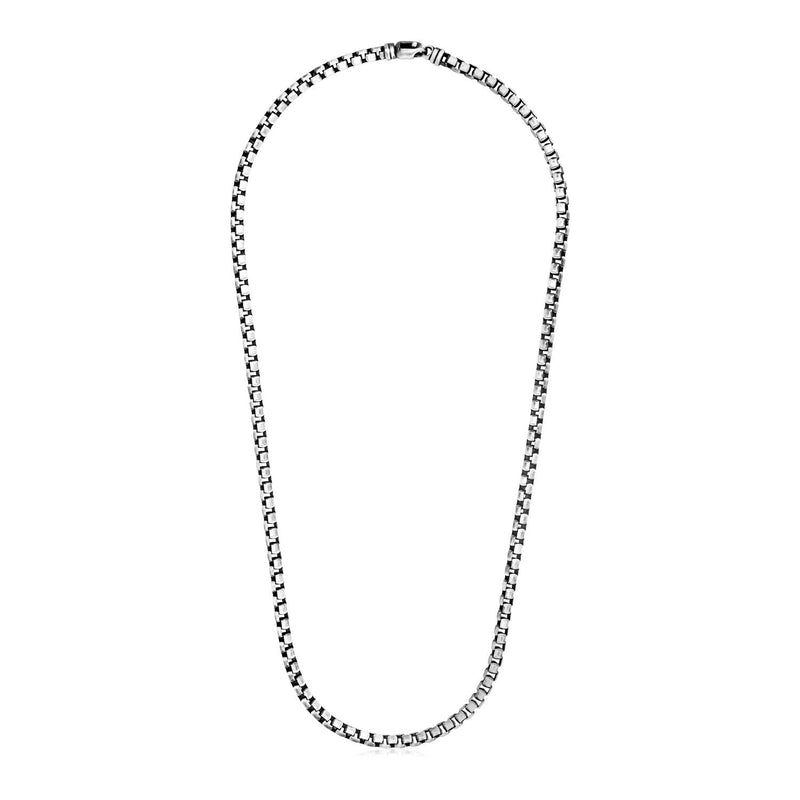 Bids.com Sterling Silver Gunmetal Finish Round Box Chain Necklace Necklaces