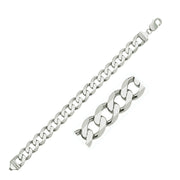 Bids.com Rhodium Plated 11.6mm Sterling Silver Curb Style Bracelet Bracelets