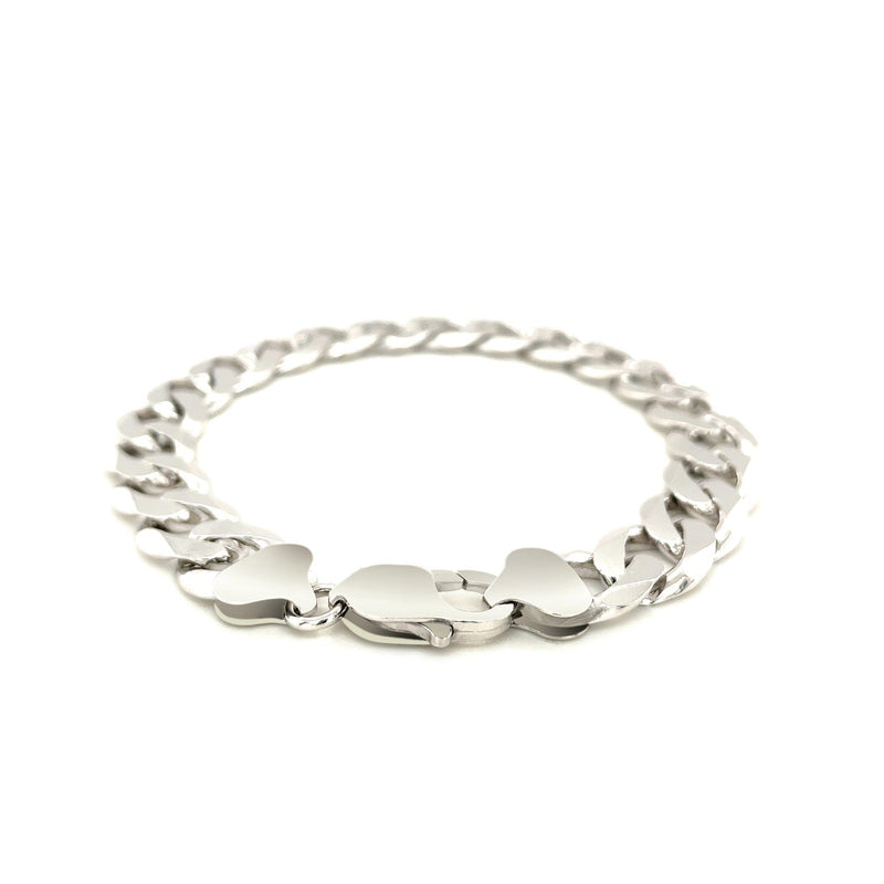 Bids.com Rhodium Plated 11.6mm Sterling Silver Curb Style Bracelet Bracelets