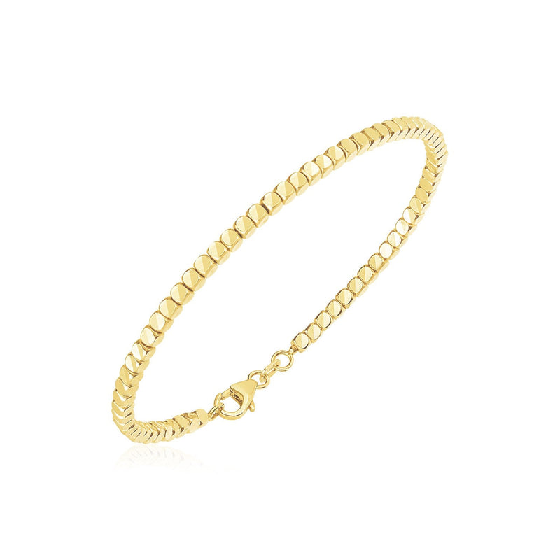 Bids.com 14k Yellow Gold High Polish Bead Cuff Bangle Bracelets