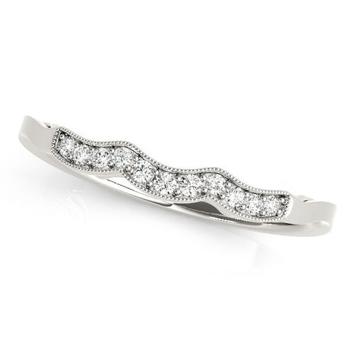 Bids.com 14k White Gold Wave Style Milgrained Diamond Wedding Ring (1/20 cttw) Rings