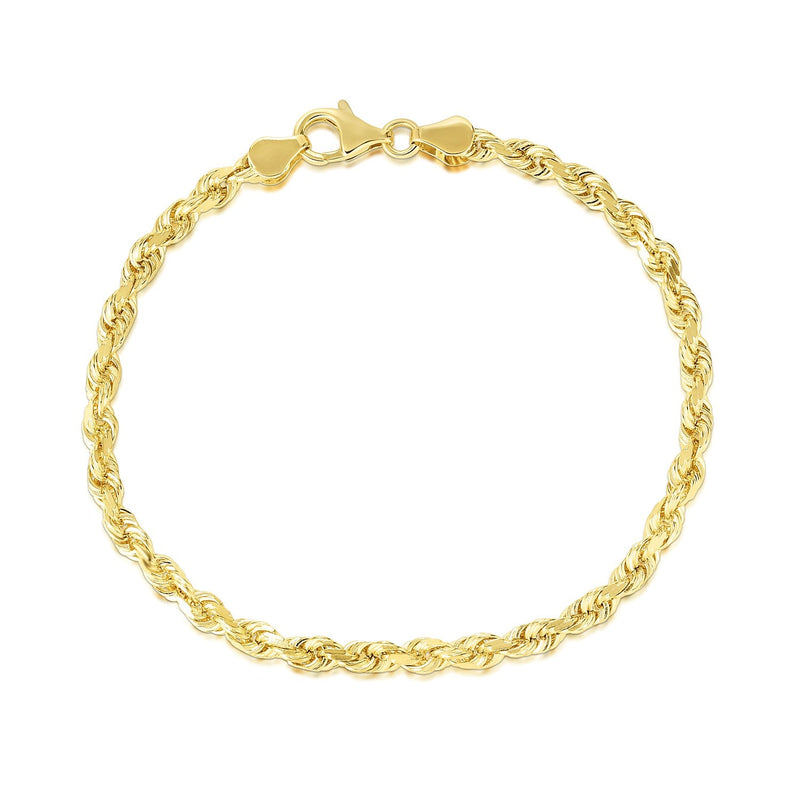 Bids.com 5.0mm 10k Yellow Gold Solid Diamond Cut Rope Bracelet Bracelets
