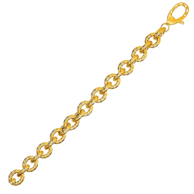 Bids.com Textured Oval Link Bracelet in 14k Yellow Gold Bracelets