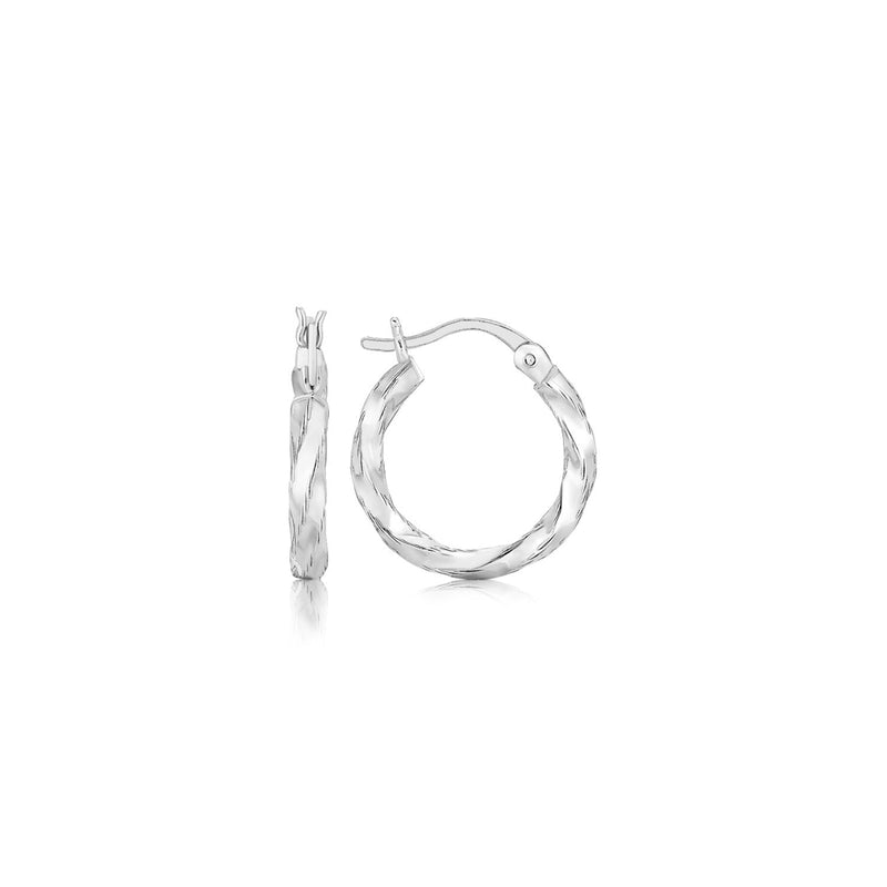 Bids.com Sterling Silver Polished Twist Design Hoop Earrings Earrings