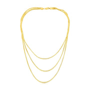 Bids.com 14k Yellow Gold Three Strand Herringbone Chain Necklace Necklaces