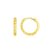 Bids.com 14k Yellow Gold Petite Textured Round Hoop Earrings Earrings