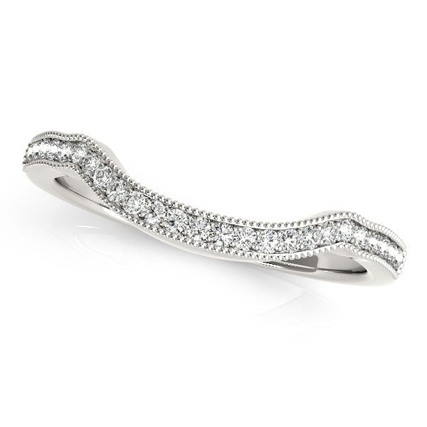 Bids.com 14k White Gold Curvy Style Pave Set Diamond Wedding Band (1/6 cttw) Rings