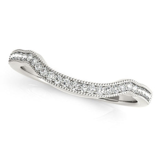 Bids.com 14k White Gold Curvy Style Pave Set Diamond Wedding Band (1/6 cttw) Rings