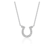 Bids.com 14k White Gold Horseshoe Design Diamond Pendant Necklaces