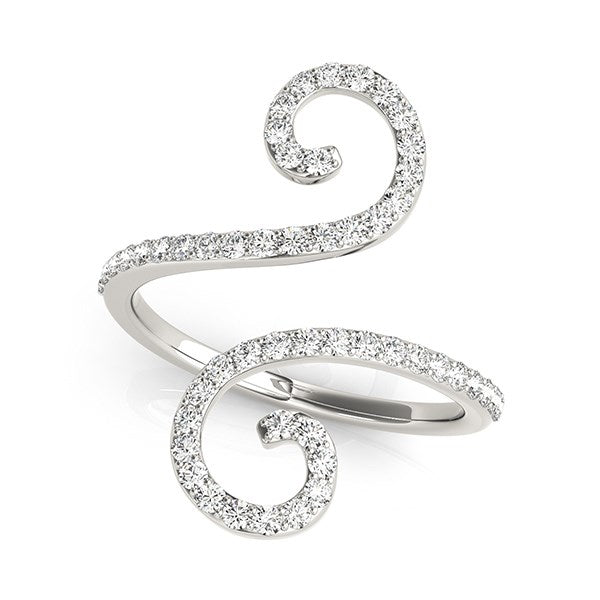 Bids.com 14k White Gold Diamond Open Flourish Style Ring (1/2 cttw) Rings