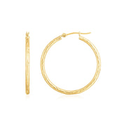 Bids.com 14K Yellow Gold Diamond Cut Hoop Earrings Earrings