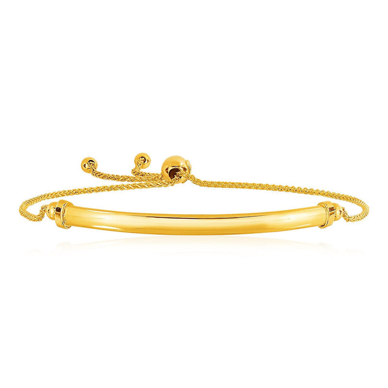Bids.com 14k Yellow Gold Smooth Curved Bar and Lariat Style Bracelet Bracelets