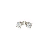 Bids.com Sterling Silver Stud Earrings with White Hue Faceted Cubic Zirconia Earrings