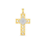 Bids.com 14k Two Tone Gold High Polish Diamond Cut Cross Pendant Pendants