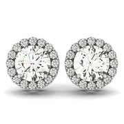 Bids.com 14k White Gold Four Prong Round Halo Diamond Earrings (1 1/6 cttw) Earrings