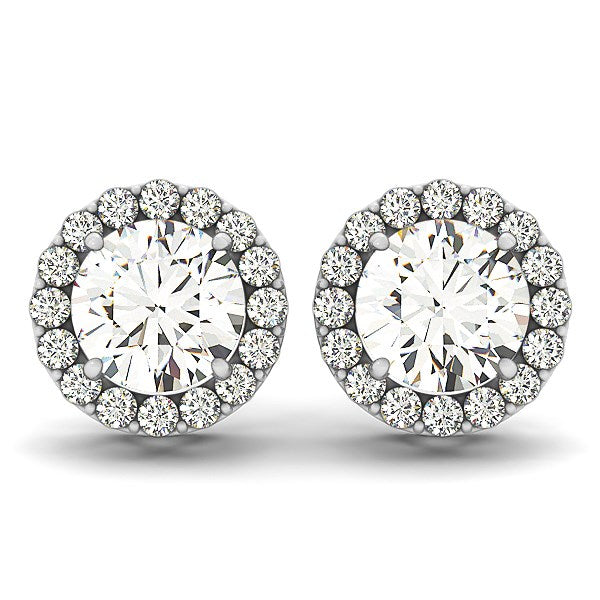 Bids.com 14k White Gold Four Prong Round Halo Diamond Earrings (1 1/6 cttw) Earrings