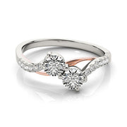 Bids.com Two Stone Diamond Ring with Curved Band in 14k White And Rose Gold (5/8 cttw) Rings