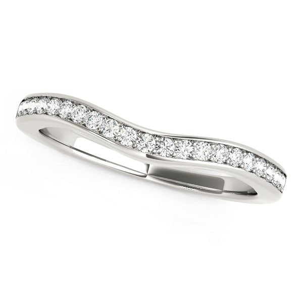 Bids.com 14k White Gold Curved Diamond Wedding Band (1/6 cttw) Rings